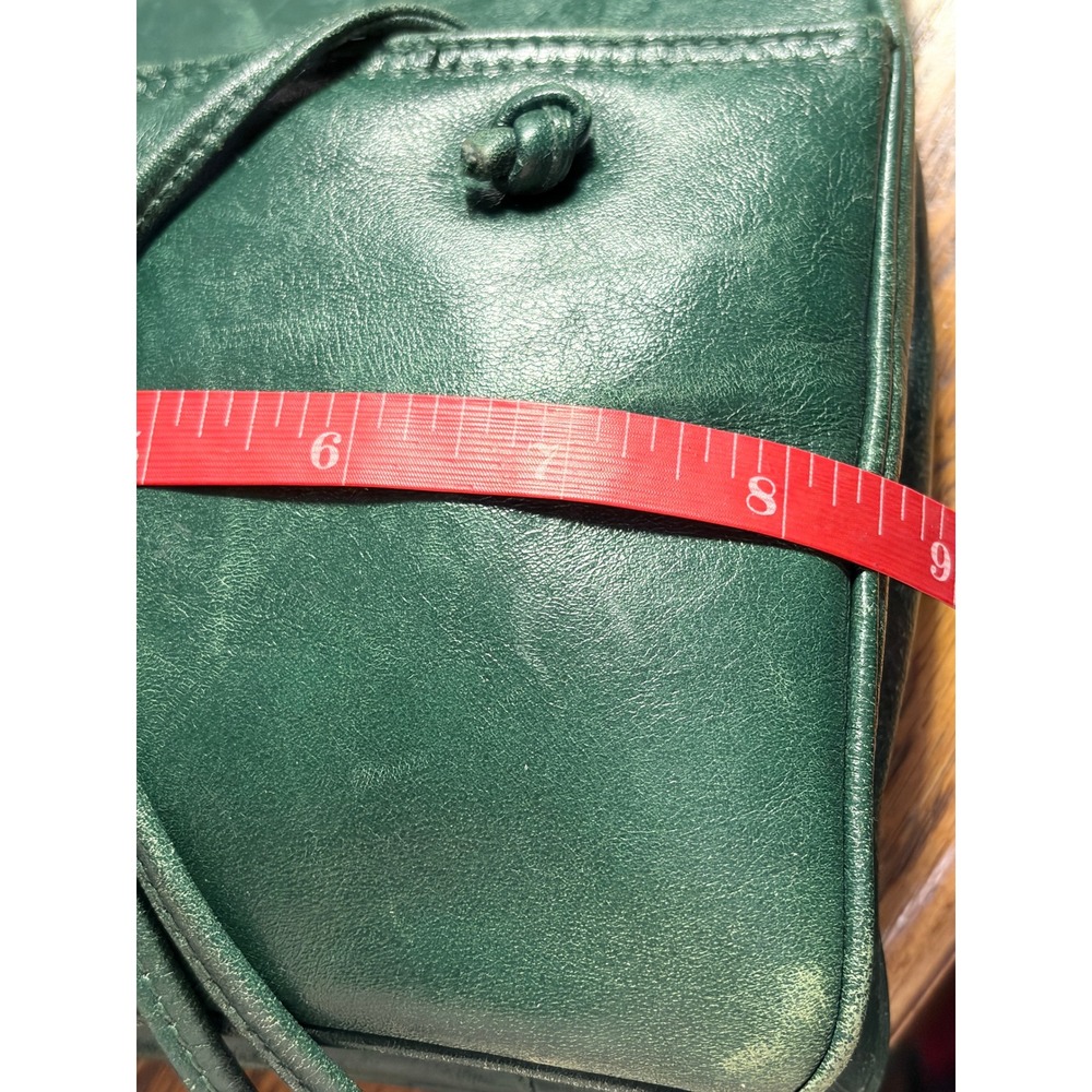 Ganson Vintage Green Leather Crossbody Frame Bag Gold Hardware Kiss Lock Retro - Picture 15 of 15